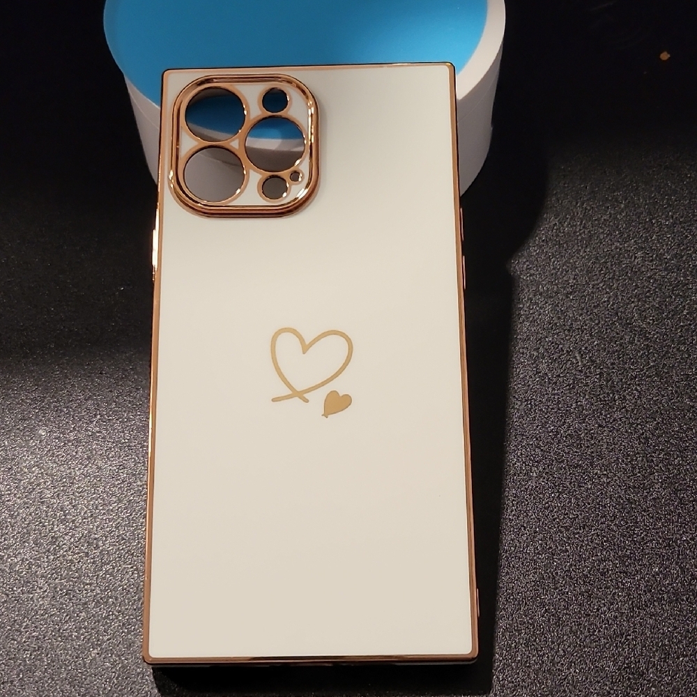 White and Gold Heart Design iPhone Case
